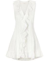 Doen - Henrietta Ruffled Embroidered Ramie Mini Dress - Lyst