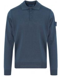 Stone Island - Logo Patch Knitted Polo Shirt - Lyst