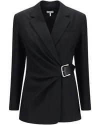 Loewe - Draped Wool Jacket With Belt - Lyst