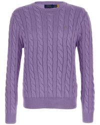 Polo Ralph Lauren - Logo Embroidered Cable-Knit Jumper - Lyst