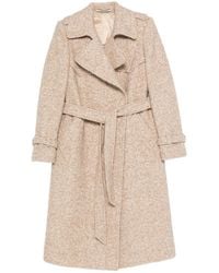 Tagliatore - Belted Herringbone-Pattern Coat - Lyst