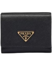 Prada - Logo Plaque Bi-Fold Wallet - Lyst