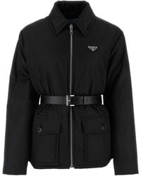 Prada - Logo Plaque Belt-Detailed Jacket - Lyst