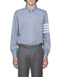 Thom Browne - Flannel 4-Bar Straight Fit Shirt - Lyst