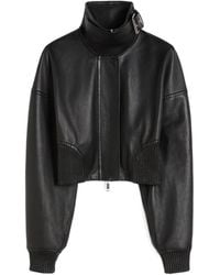 Sportmax - High-Neck Zipped Leather Jacket - Lyst