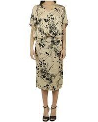 Semicouture - Floral-Print Midi Dress - Lyst