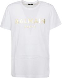 Balmain - Eco-Designed Cotton T-Shirt With Paris Logo Print - Lyst