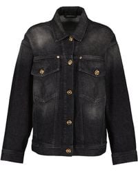 Versace - Oversized Button-Up Denim Jacket - Lyst