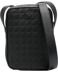 Emporio Armani - Logo Embossed Zip-Up Messenger Bag - Lyst