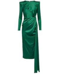 Alex Perry - Draped Satin Crepe Midi Dress - Lyst