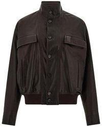 Ferragamo - Ferragamo Eyewear High Neck Leather Jacket - Lyst