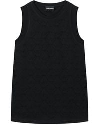 Emporio Armani - Mercerised Tank Top With Rhinestones - Lyst