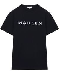 McQueen - Flocked-Logo Crewneck T-Shirt - Lyst