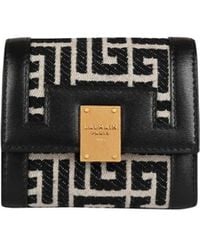 Balmain - Bicolor Jacquard 1945 Coin Pouch With Leather Panels - Lyst