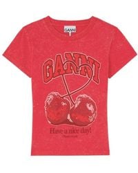 Ganni - Baby Fit Future T-Shirt With Cherry - Lyst