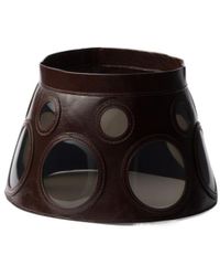 Prada - Leather Visor Hat - Lyst