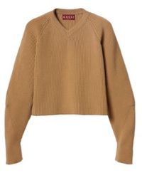 Gucci - V-Neck Ribbed-Knit Sweater - Lyst