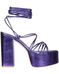 Paris Texas - Lace-Up Block-Heeled Sandals - Lyst