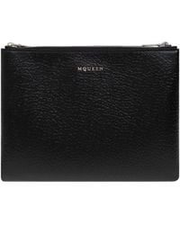 McQueen - Logo Lettering Zipped Clutch Bag - Lyst