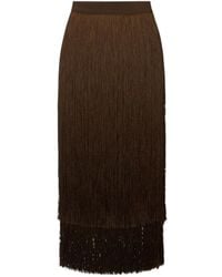 Elisabetta Franchi - Fringed Midi Skirt - Lyst