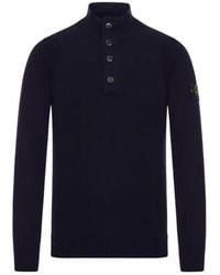 Stone Island - Buttoned Mock-Neck Polo Shirt - Lyst