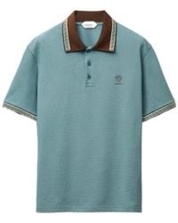 Versace - Greca-Trim Medusa-Embroidered Polo Shirt - Lyst