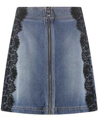 Moschino - Zipper Detail Denim Skirt - Lyst