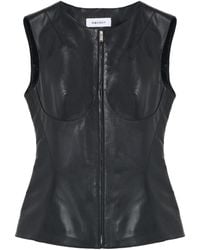 McQueen - Zipped Crewneck Leather Vest - Lyst