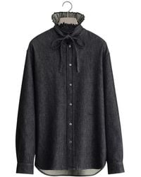 Dior - Shirt With Pleated Stand Collar, Comfortable Fit - Lyst
