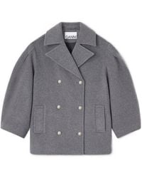 Ganni - Oversized Midi Peacoat - Lyst