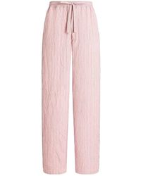 Dolce & Gabbana - Silk Blend Striped Loose Fit Trousers - Lyst
