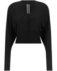Rick Owens - Cropped V-Neck Knitted Jumper - Lyst