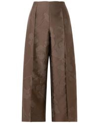 Emilia Wickstead - Jacquard High Waist Wide-Leg Cropped Trousers - Lyst