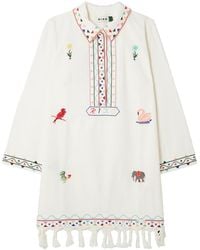 RIXO London - Astoria Embroidery Tassel Mini Dress - Lyst