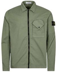 Stone Island - Compass-Patch Zip-Up Shirt Jacket - Lyst