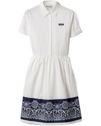 Miu Miu - Bandana-Printed Poplin Midi Dress - Lyst