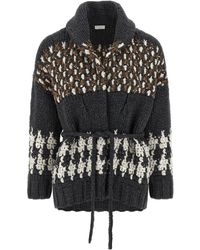 Brunello Cucinelli - Sequin-Embellished Belted Cardigan - Lyst