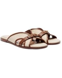 Gianvito Rossi - Leather-Trimmed Canvas Slides - Lyst
