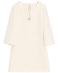 Valentino - Logo Plaque V-Neck Dress - Lyst