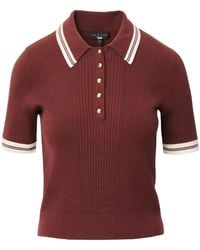 Rag & Bone - Ribbed Contrast-Trim Ribbed Polo Top - Lyst
