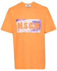 MSGM - Logo-Printed Crewneck T-Shirt - Lyst