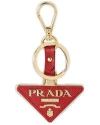 Prada - Triangle Logo Keyring - Lyst