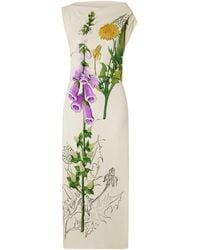 Oscar de la Renta - Draped Printed Jersey Midi Dress - Lyst