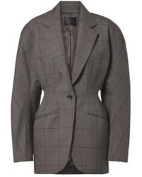 Mugler - Checked Oversized Wool Jacket - Lyst