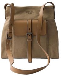 Prada - Route Canvas And Leather Shoulder Bag - Lyst