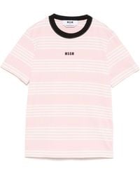 MSGM - Two-Tone Striped T-Shirt - Lyst