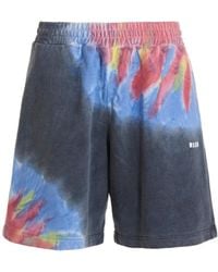 MSGM - Logo Printed Tie Dyed Bermuda Shorts - Lyst