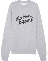 Maison Kitsuné - Maison Kitsuné Logo Printed Crewneck Sweatshirt - Lyst