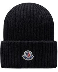 Moncler - Logo Patch Knitted Beanie - Lyst