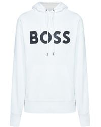 BOSS - Boss Logo Printed Drawstring Hoodie - Lyst